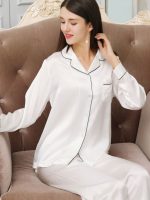 Comfortable Long Sleeve Silk Pajamas for Women