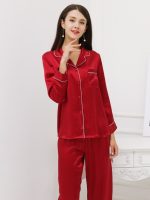 Comfortable Long Sleeve Silk Pajamas for Women