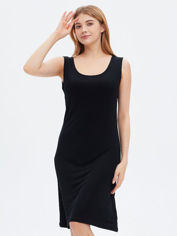 Womens Scoop Neck Sleeveless Silk Tank Dresses Knit Nightgowns